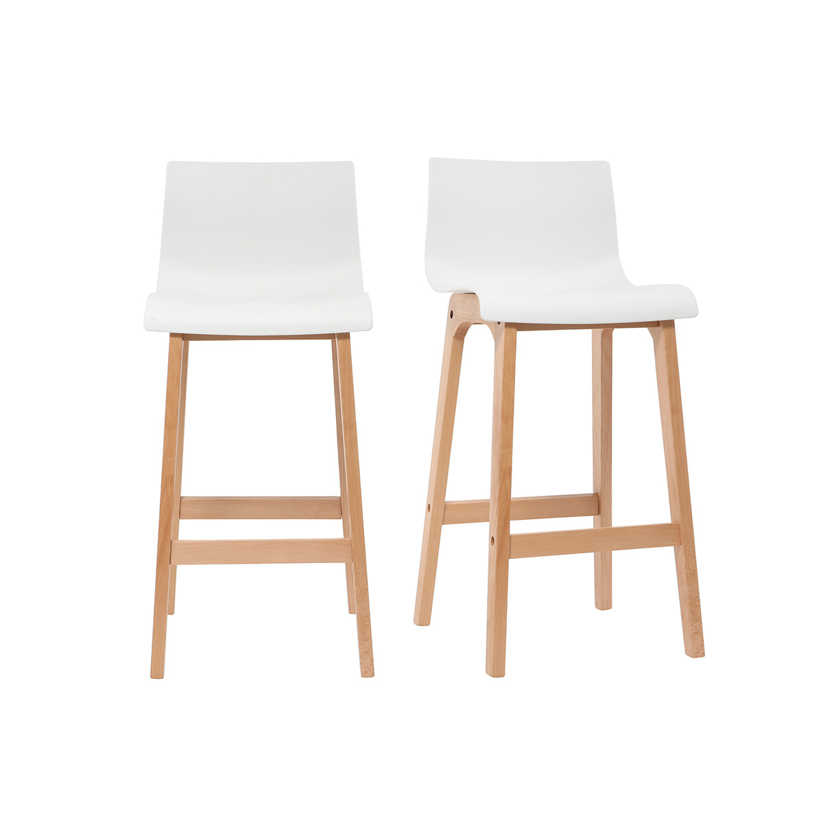 Tabourets de bar design bois et blanc H65 cm (lot de 2) NEW SURF