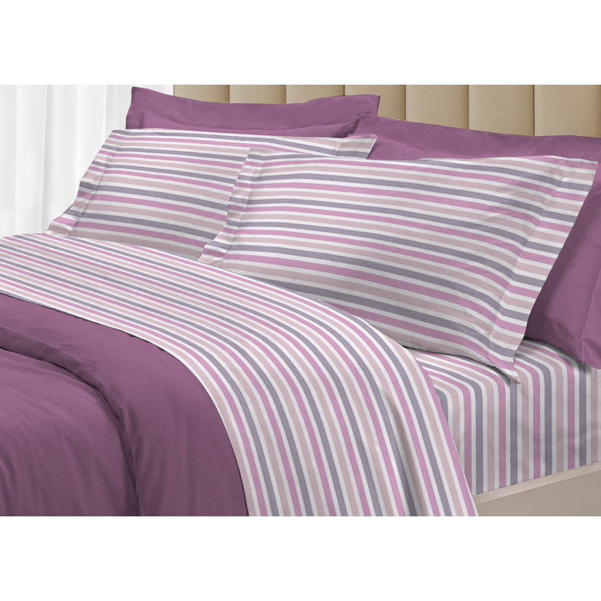 Completo Lenzuola 100% Cotone Linea 3027 Riga Rosa