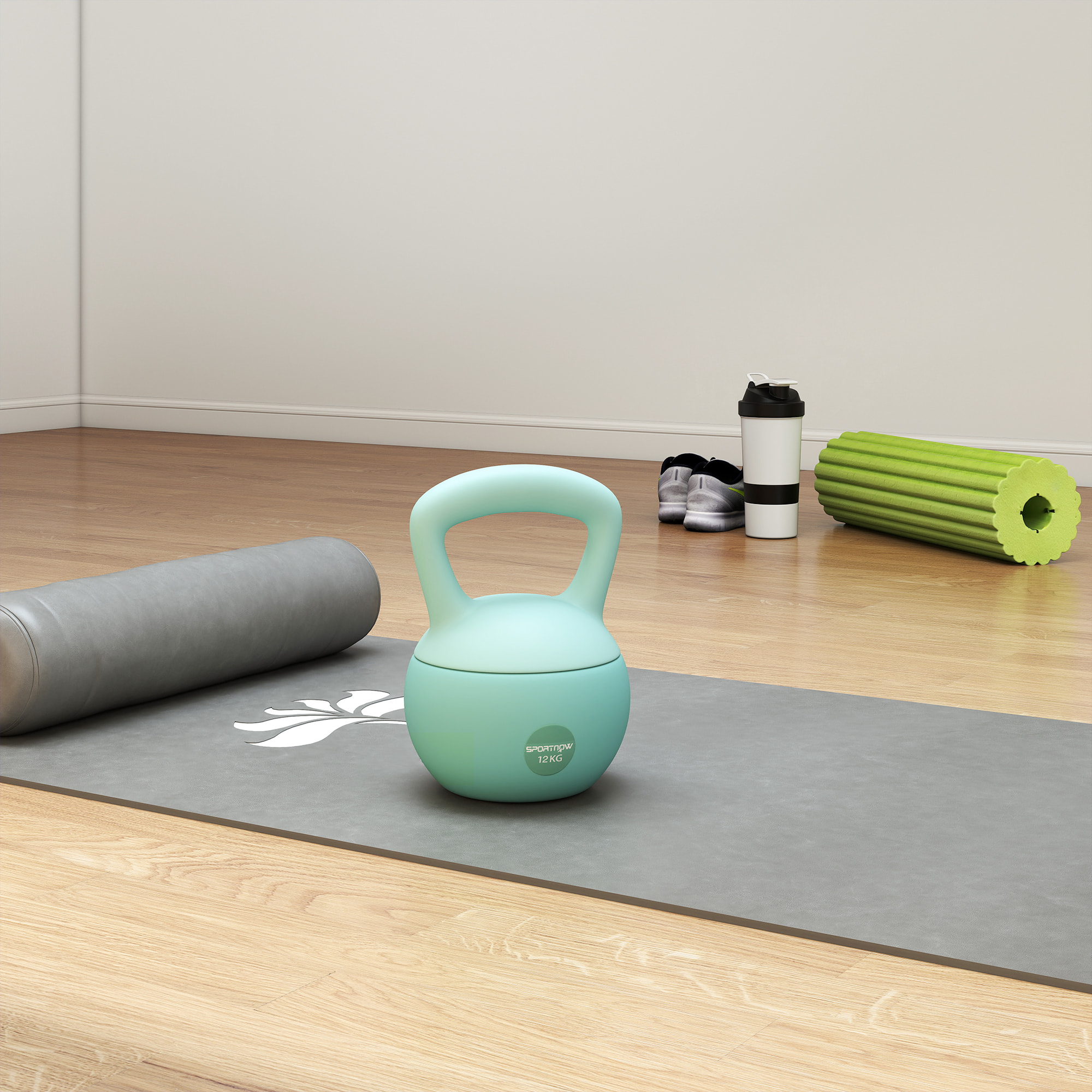 Pesa Rusa 12 kg, Soft Kettlebell Relleno de Arena Metálica y Mango Antideslizante, para Entrenamiento Culturismo en Casa, Gimnasio, Verde