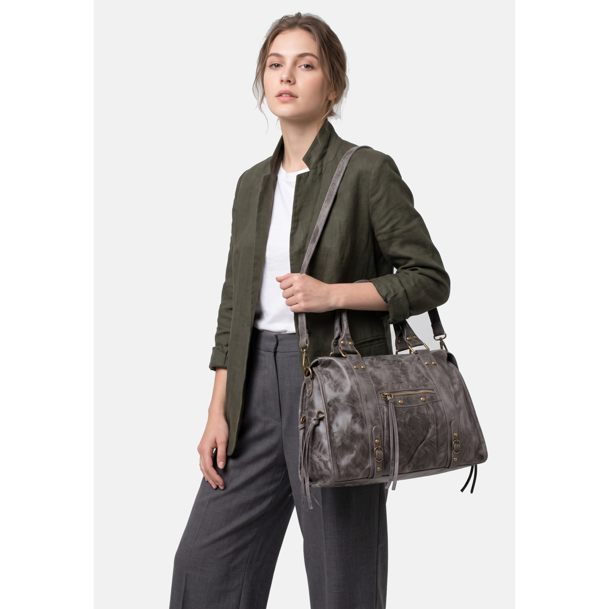 Borsa a spalla da donna - Modello Clara - Vera pelle - 41.0 x 28.0 x 13.0 cm