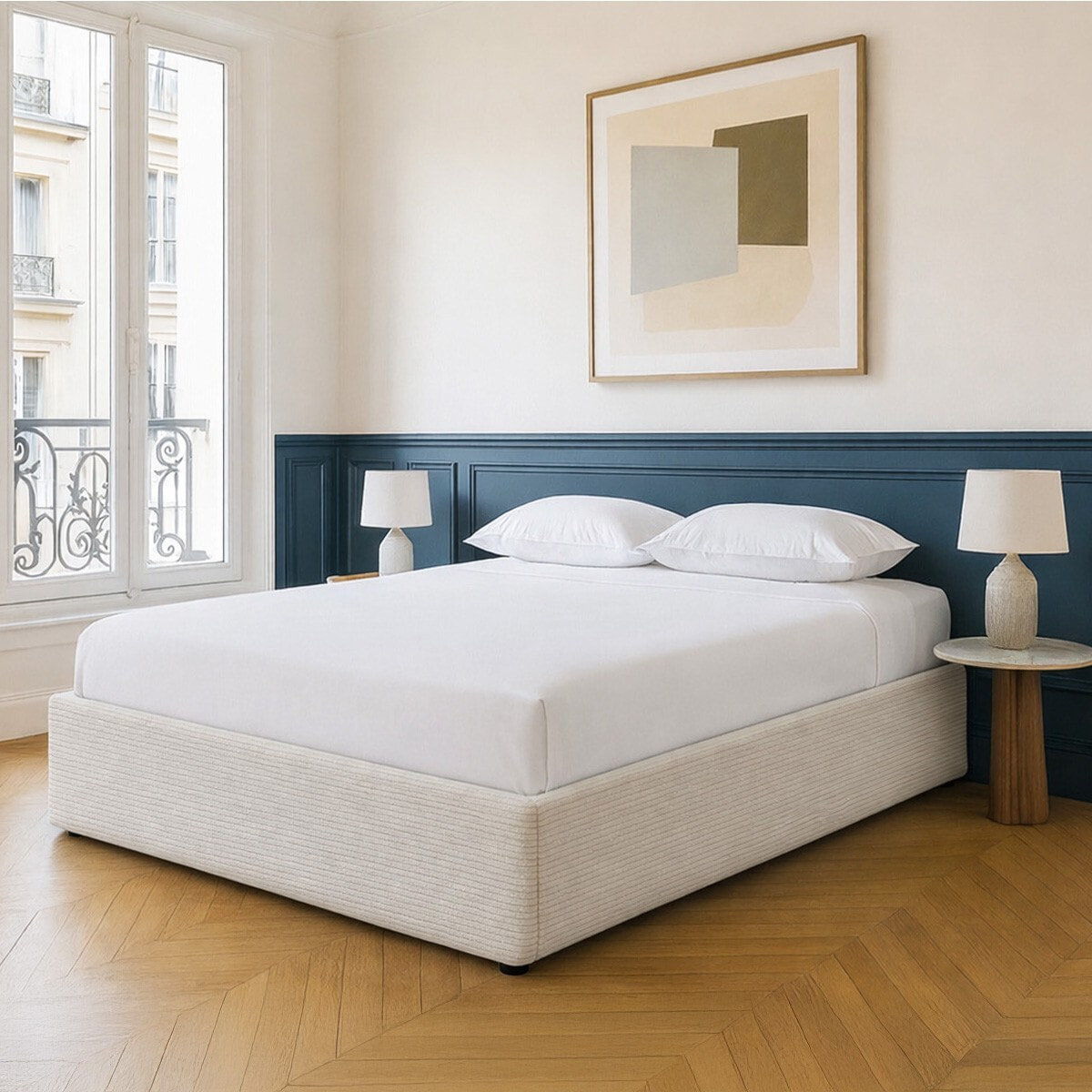 Lit coffre en velours côtelé - HANDY