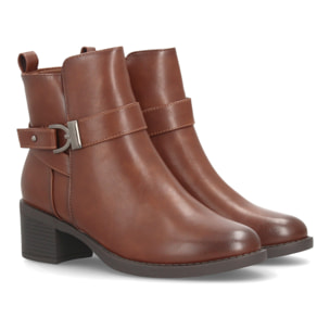 Botines de tacón ancho con hebilla para mujer