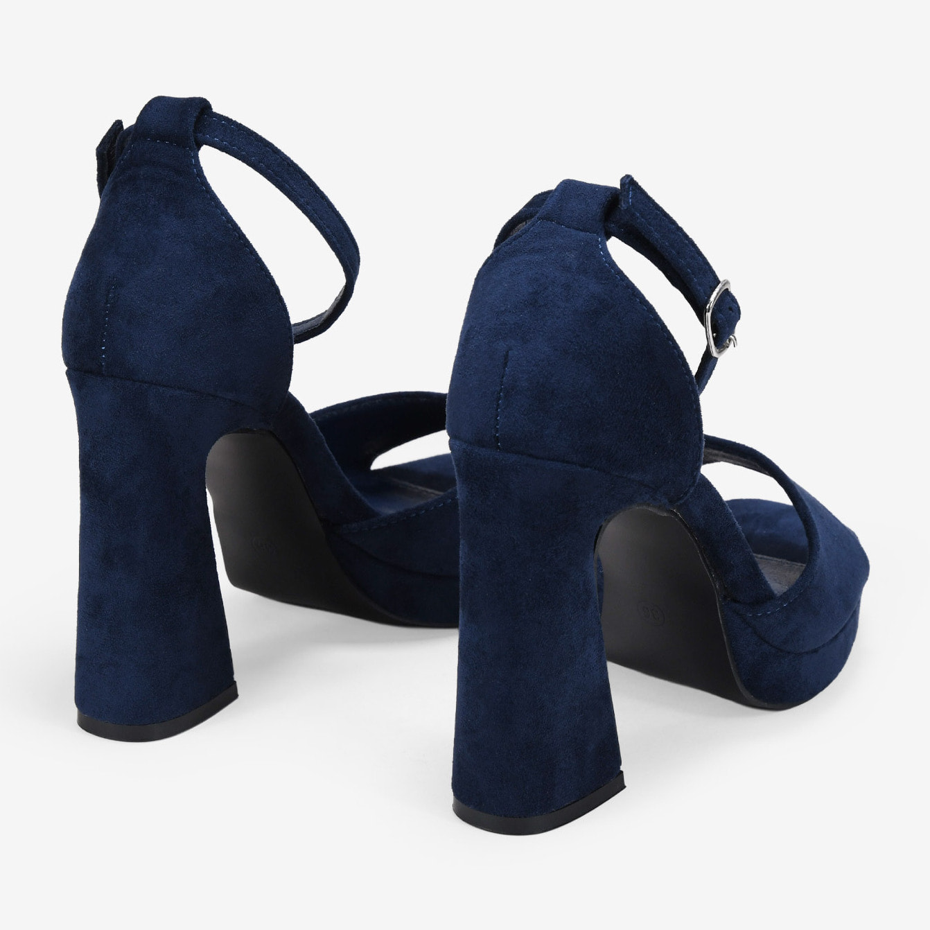 Sandalias de fiesta azules con tacón y talonera