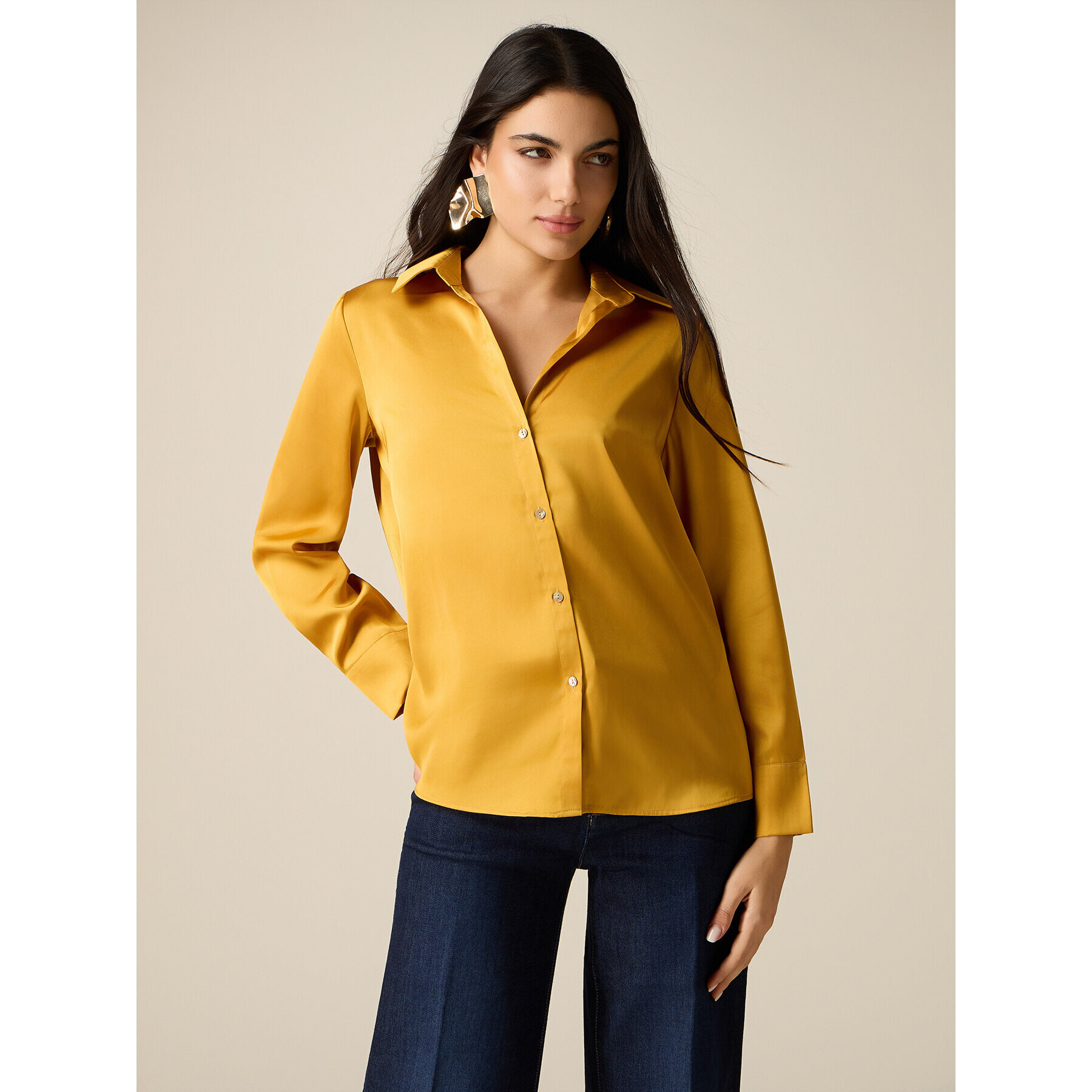 Oltre - Camisa de satén - Amarillo