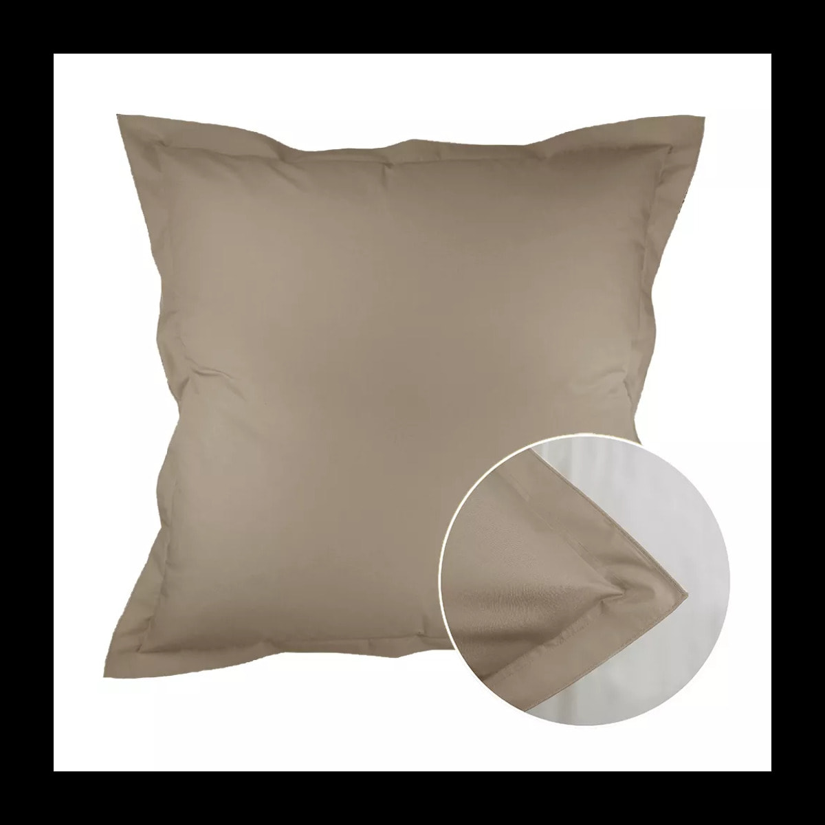 Taie d'oreiller percale de coton uni brun Olana pin