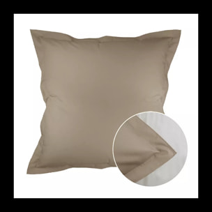 Taie d'oreiller percale de coton uni brun Olana pin