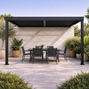 Pergola bioclimatique adossée en aluminium noir 3x3m PANAGIA