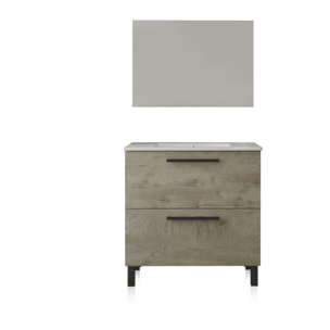 Mueble de baño con espejo Sense 2 cajones Roble Alaska