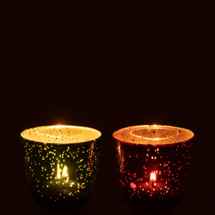 J-Line bougeoir - verre - rouge/vert - 2 pcs