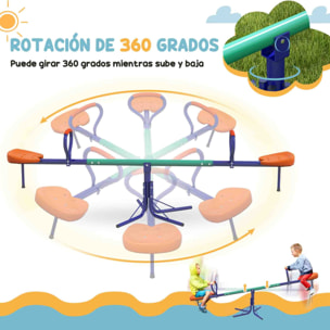 Balancín para Niños Carga 90 kg Sube y Baja Infantil Giratorio 360° con Barra con Longitud Ajustable Poste Amortiguador Asa Suave Asiento Cómodo y Base de Acero para Patio Jardín Multicolor