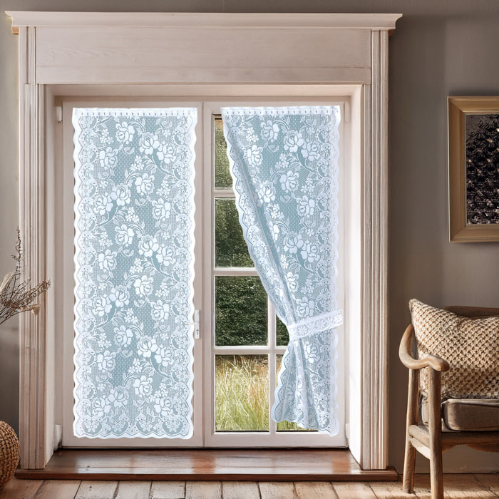Paire de Rideaux 'Bonne-Femme' à Dentelle - Blanc