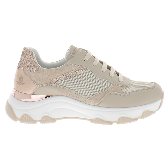 Armata di Mare Scarpe Donna Sneakers Casual con Soletta in Memory Foam AMD S61H05 Beige Rose Gold