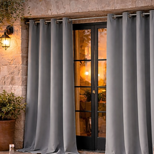 Rideau d'extérieur en tissu déperlant - Gris clair