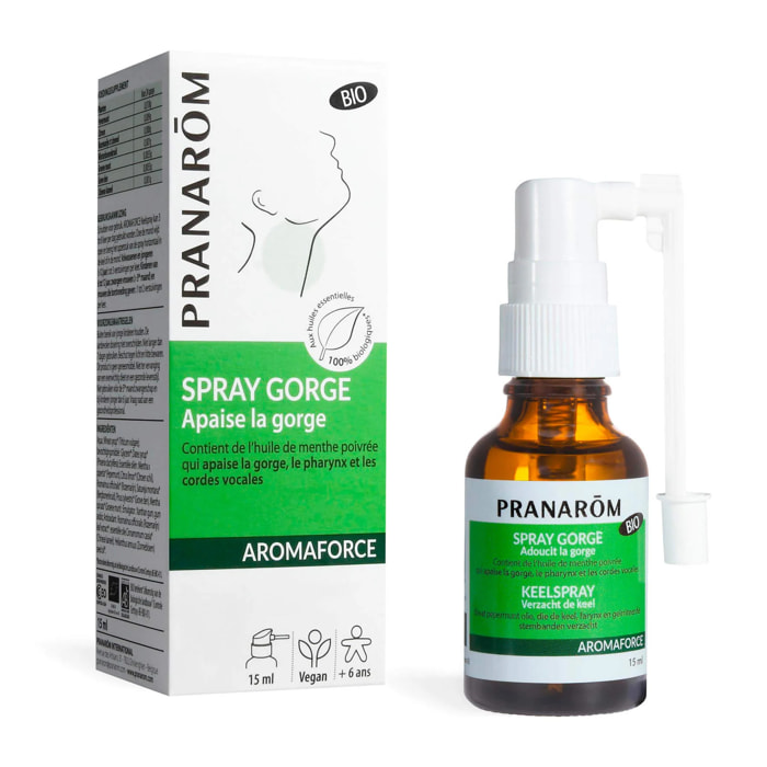 Pranarom - Spray gorge apaisant aux Huiles Essentielles - Bio - 15 ml