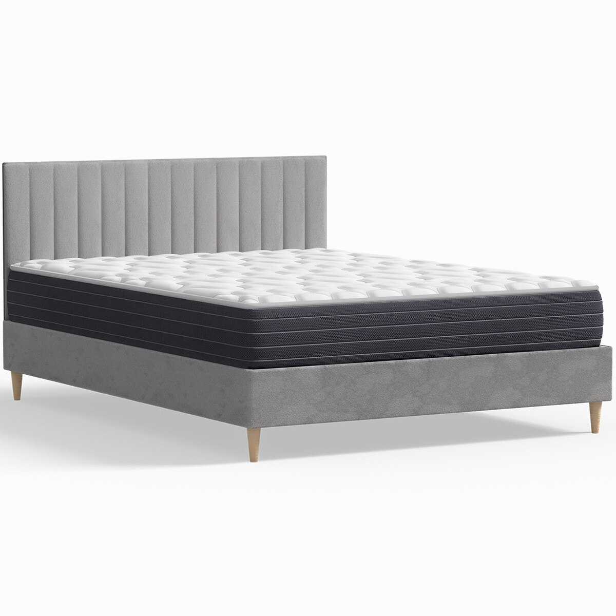 Pack lit en velours + Matelas mémoire de forme - ELIOT & MEMO HR