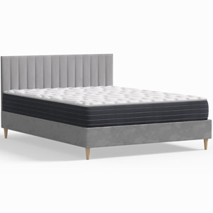 Pack lit en velours + Matelas mémoire de forme - ELIOT & MEMO HR