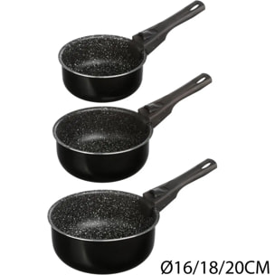 3 casseroles aluminium poignée amovible 16/18/20cm