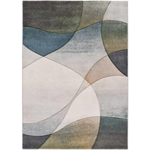 BADET Alfombra abstracta de pelo corto gris y azul, varias medidas disponibles.