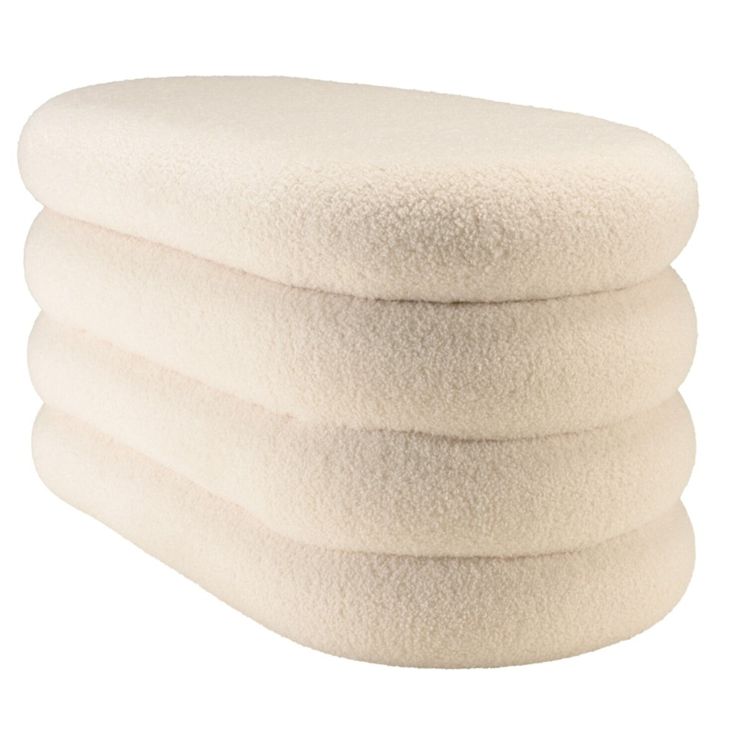 AGATHE - Banc avec rangement en tissu bouclette blanc L85cm