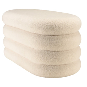 AGATHE - Banc avec rangement en tissu bouclette blanc L85cm