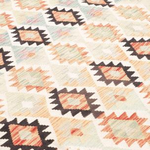 Tapis kilim géométrique, tissé à plat, laine naturelle, ZONIDOZ