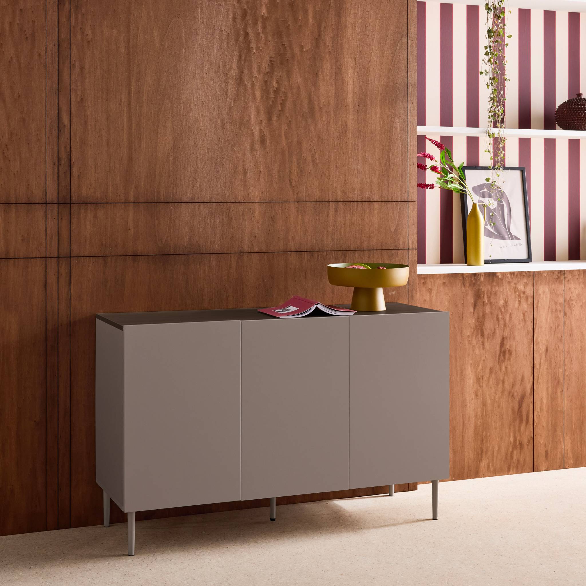 Buffet métal et décor bois 3 portes 120cm ASHTON