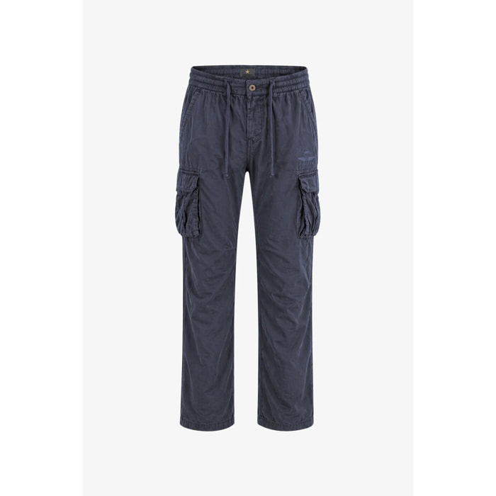 Pantaloni Esercito cargo in lino blu uomo