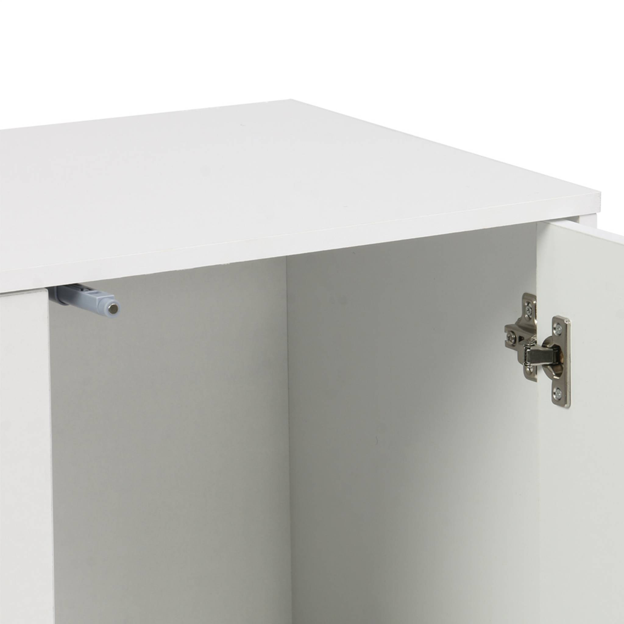 Buffet. module de rangement blanc décor bois 2 portes L 70 x P 35 x H 70 cm - Kompo