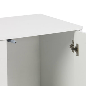 Buffet. module de rangement blanc décor bois 2 portes L 70 x P 35 x H 70 cm - Kompo