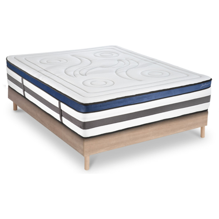 Ensemble Matelas Quintessence mémoire de forme - 30cm + sommier kit bois