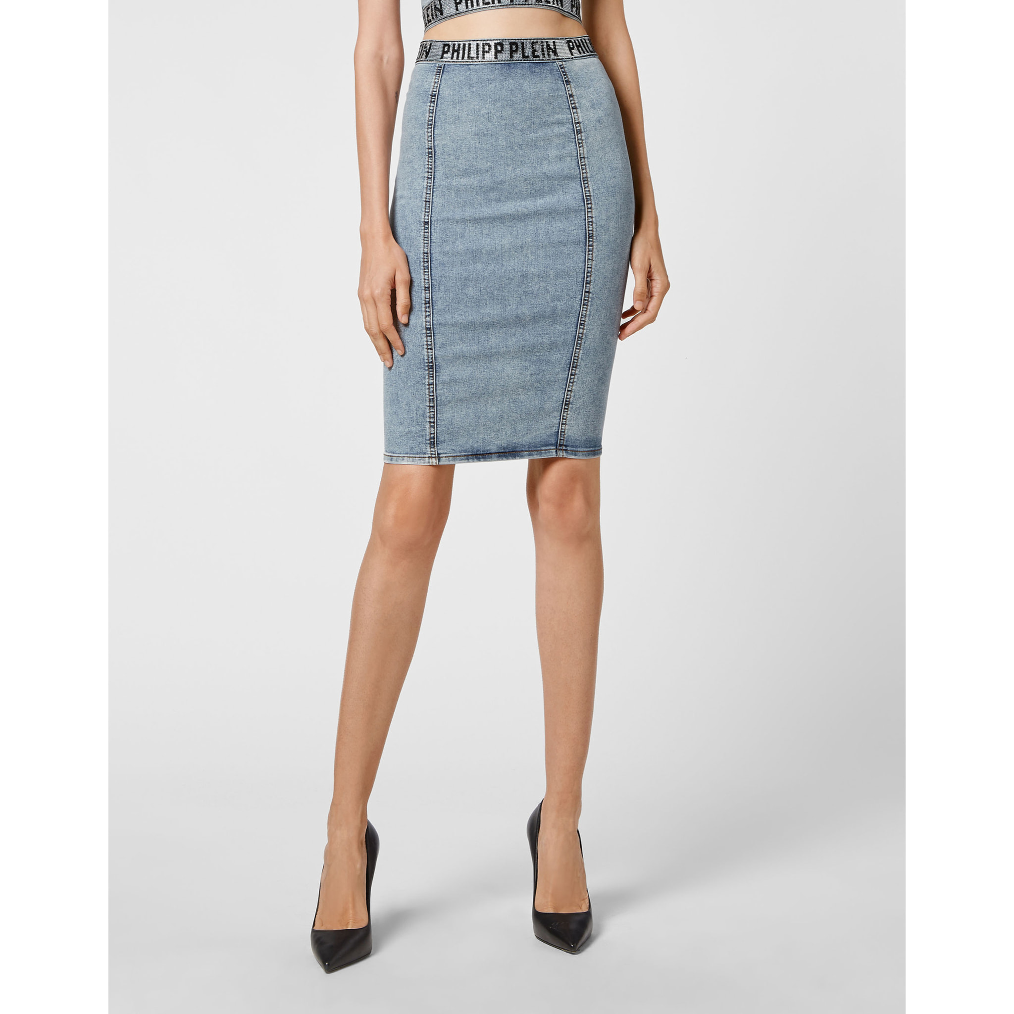 PHILIPP PLEIN Denim Short Skirt
