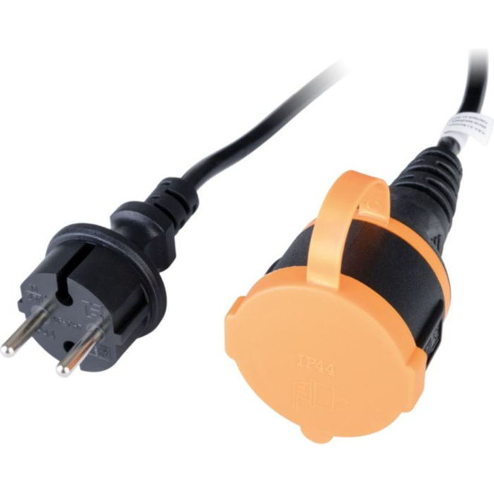 Multiprise ZENITECH a clapet 10m H05VV-F 2x1.5 noir-orange