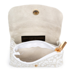 Alpignano monedero mujer. Piel auténtica Gamuza, diseño animal print leopardo, lacada brillante.