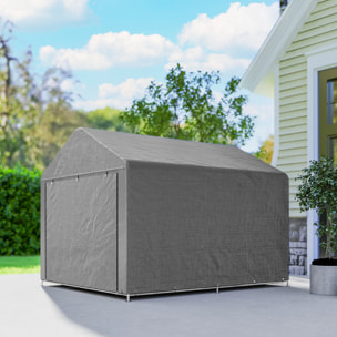 Carpa de Jardín Exterior para Herramientas, Bicicletas, 2,4x2x2 m, Cobertizo Exterior con Marco Metal Galvanizado, Puerta Enrollable con Cremallera, Impermeable, UV30+, Garaje Portátil, Gris