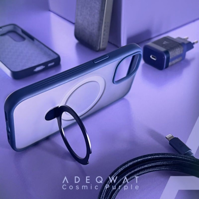 Coque ADEQWAT iPhone 15 MagSafe 2 en 1 - Cosmic Purple