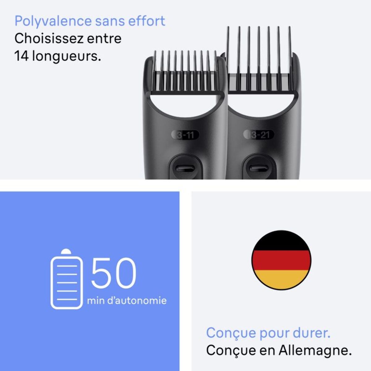 Tondeuse multi usages BRAUN AIO 3560, 14 hauteurs de coupe, précision 0,5 mm, autonomie 50 mn