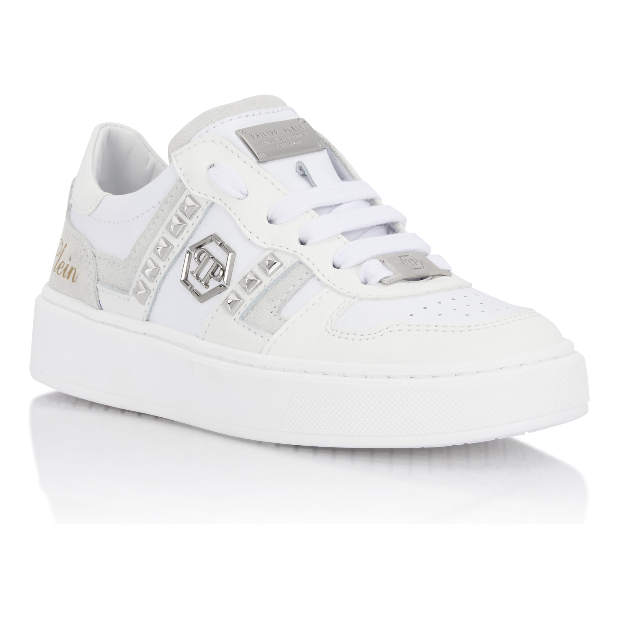PHILIPP PLEIN Mix Materials Low-Top Sneakers with Studs