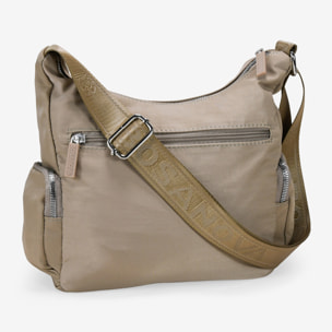 Bolso bandolera tostado con cremalleras