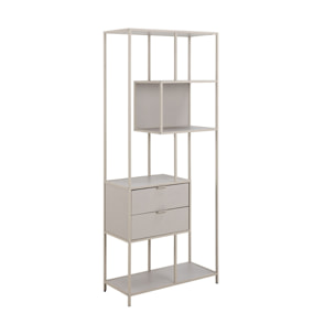 Anthea - étagère filaire métal avec plaquage en effet bois blanchi - avec tiroirs - 77 cm - gris - Gris