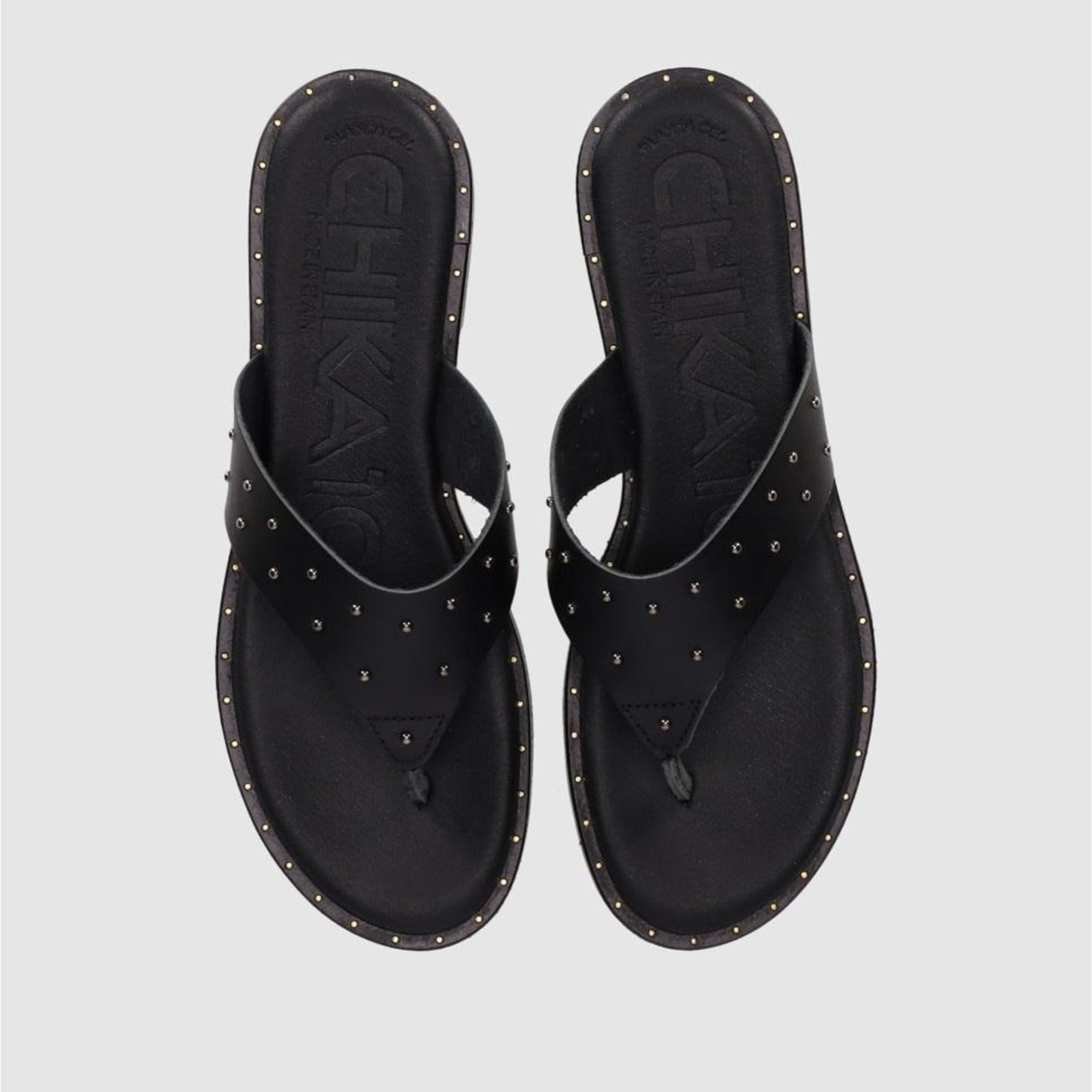 Sandalias de Piel - Negro - Tacón: Bajo