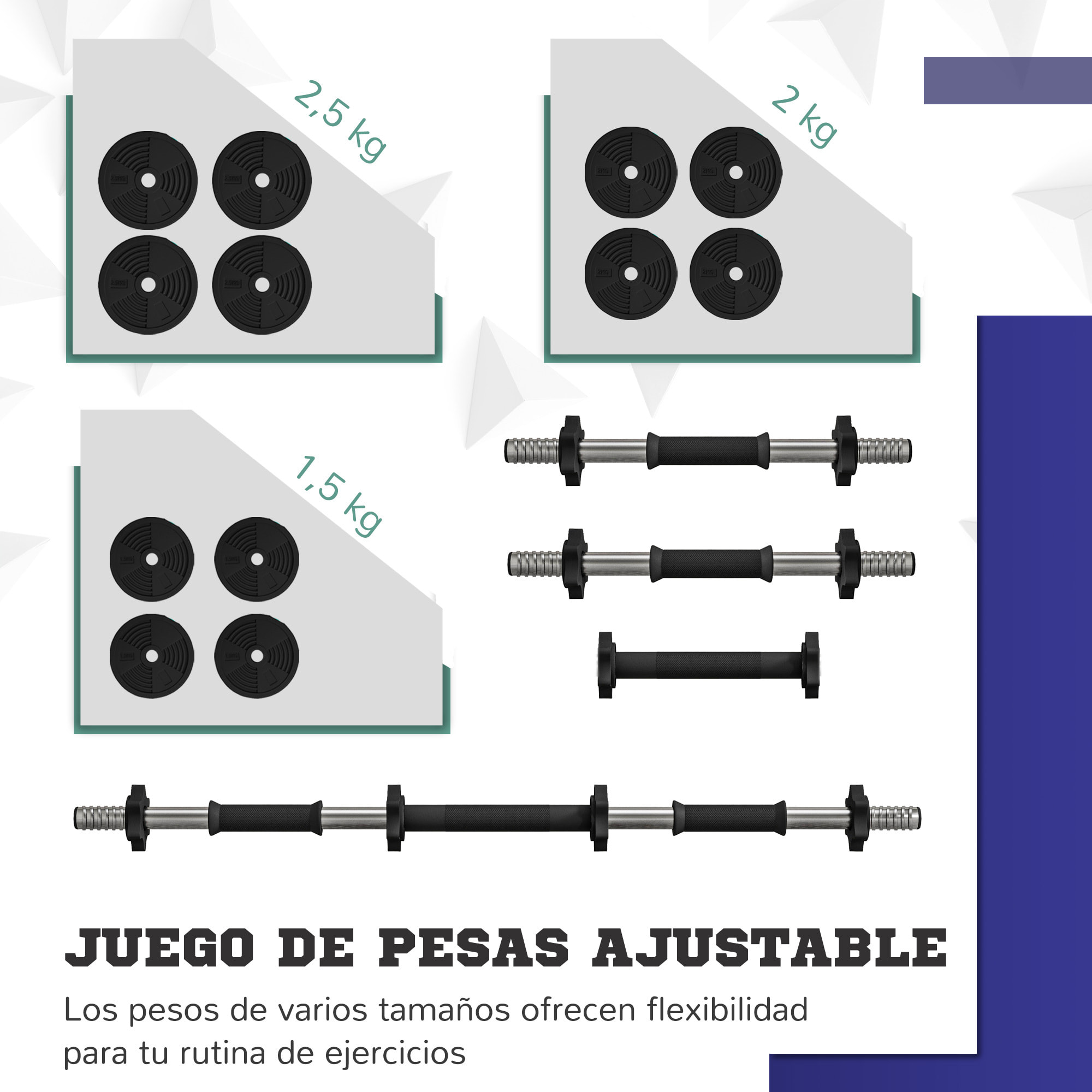 Juego de Mancuernas Ajustables, 2 en 1, 25kg, Juego de Pesas con Barras de Conexión y Mangos Antideslizantes, Pesas y Mancuernas para Hombres y Mujeres, Ejercicio de Fitness, Gimnasio en Casa