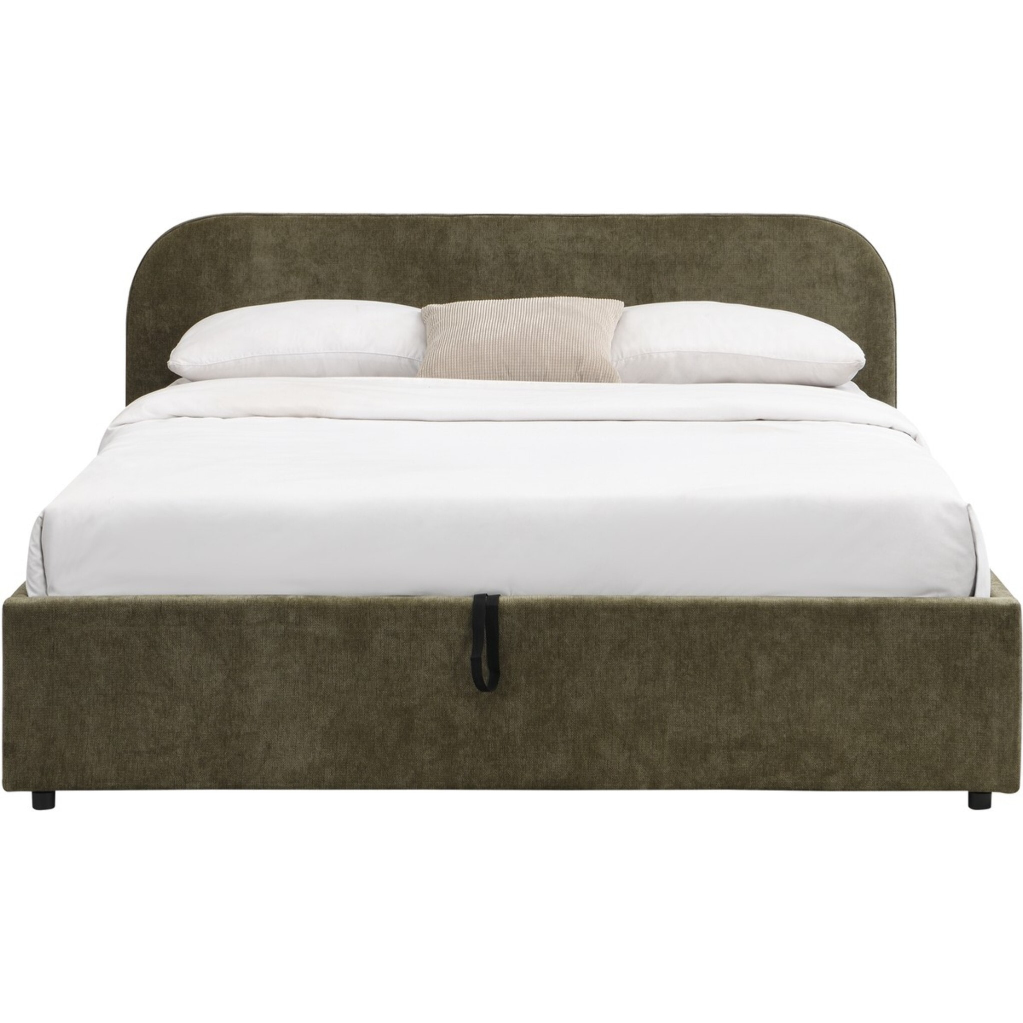Lit coffre adulte avec tête de lit en tissu chenille - CASSIS