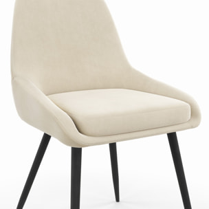 Chaises Olivia velours mix couleurs (crème, gris, terracotta) pieds métal - lot de 6