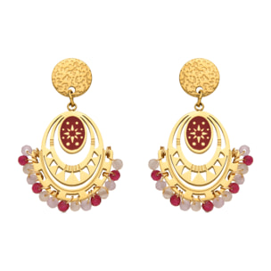 Pendientes con Cristal Rojo acabado oro 18k