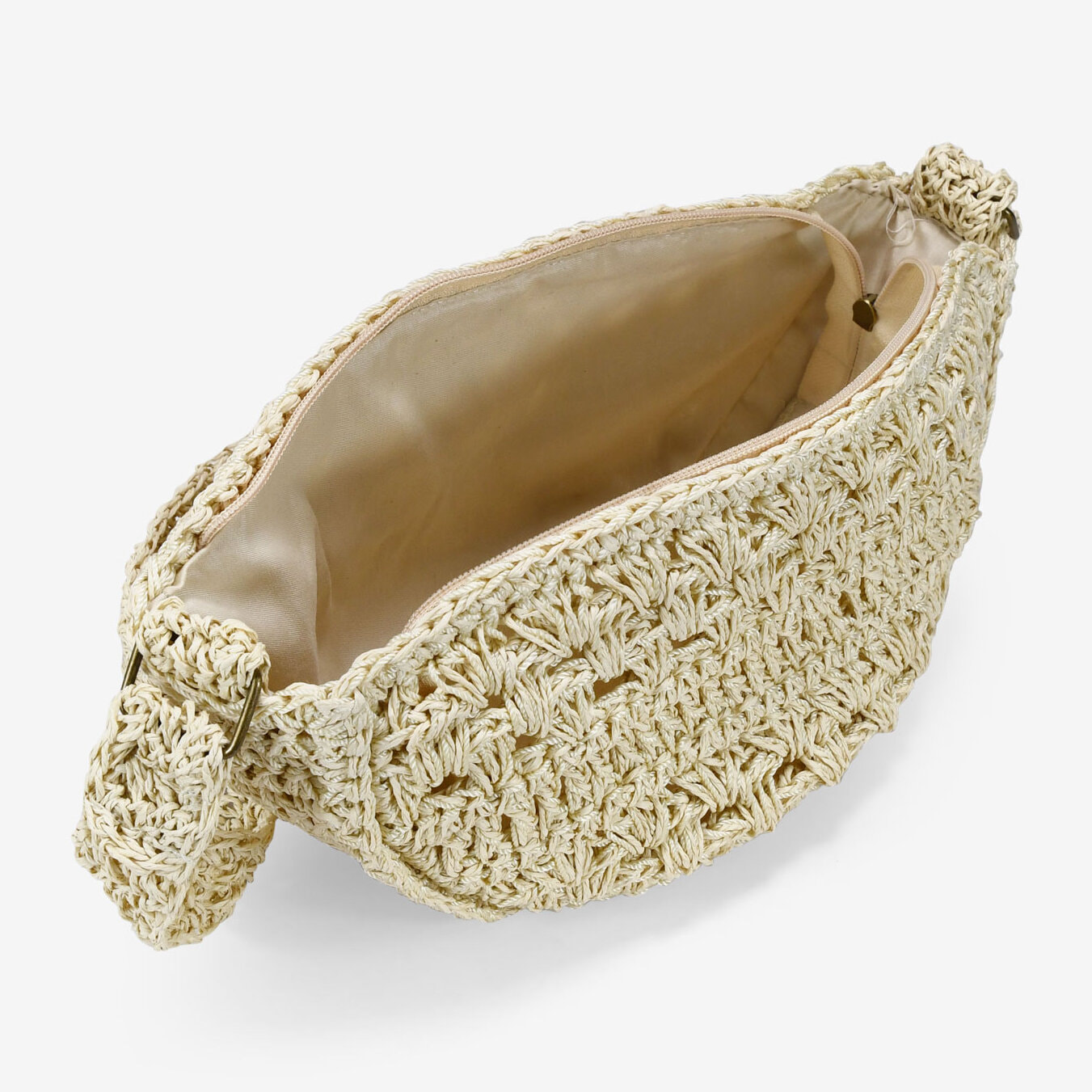 Bolso bandolera beige en rafia