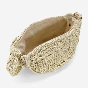 Bolso bandolera beige en rafia