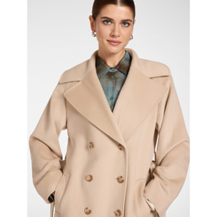 Elena Mirò - Cappotto doppiopetto in lana con cintura - Beige