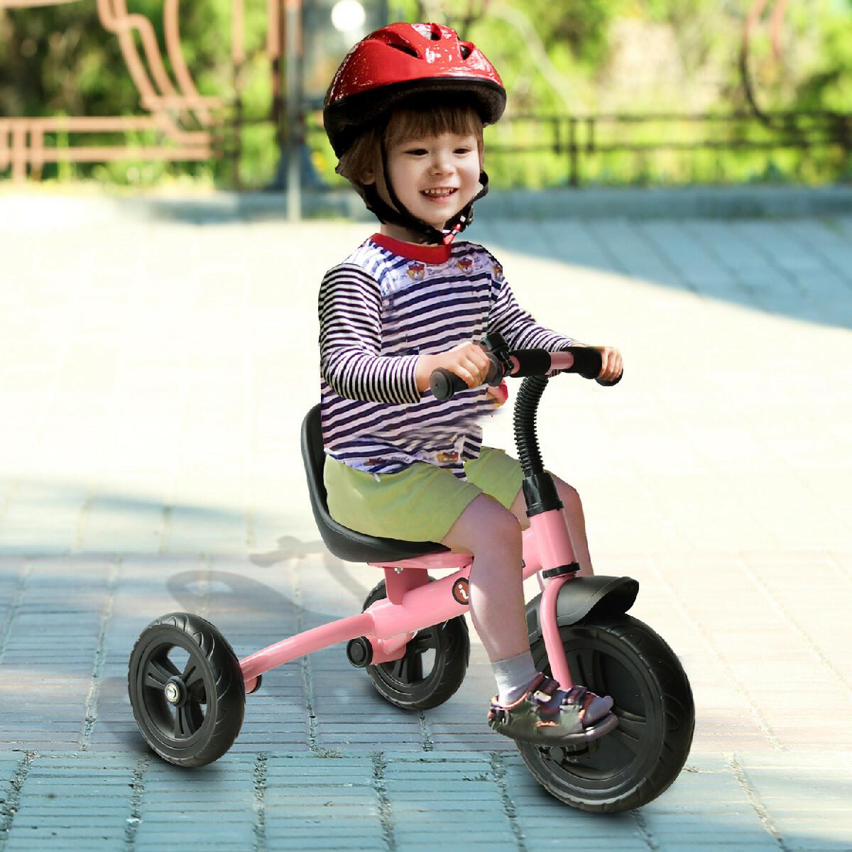 Tricycle enfants multi-équipé garde-boue sonnette pédales antidérapantes siège réglable 2 positions avec dossier