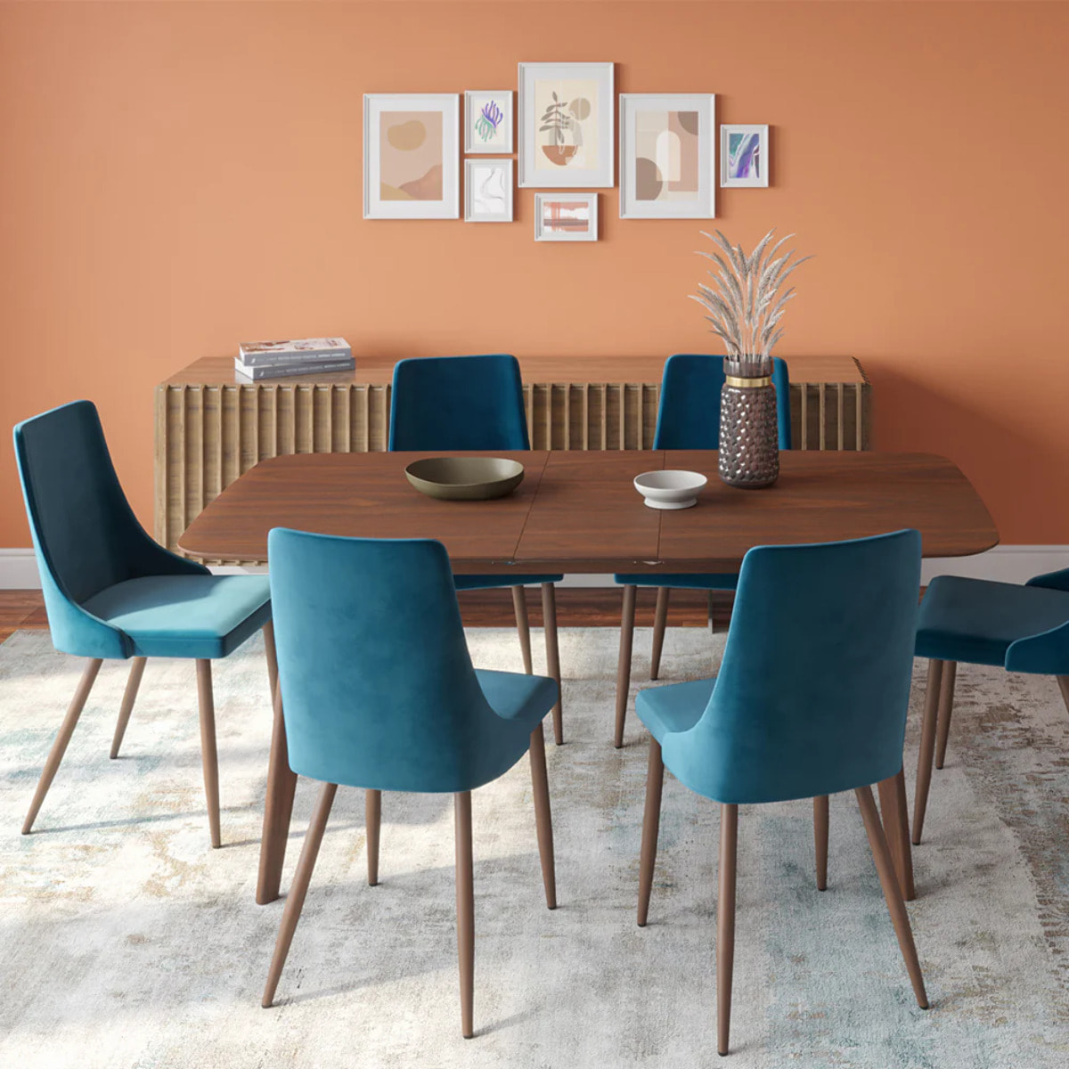 Lot de 2 chaises en velours bleu - Vinni