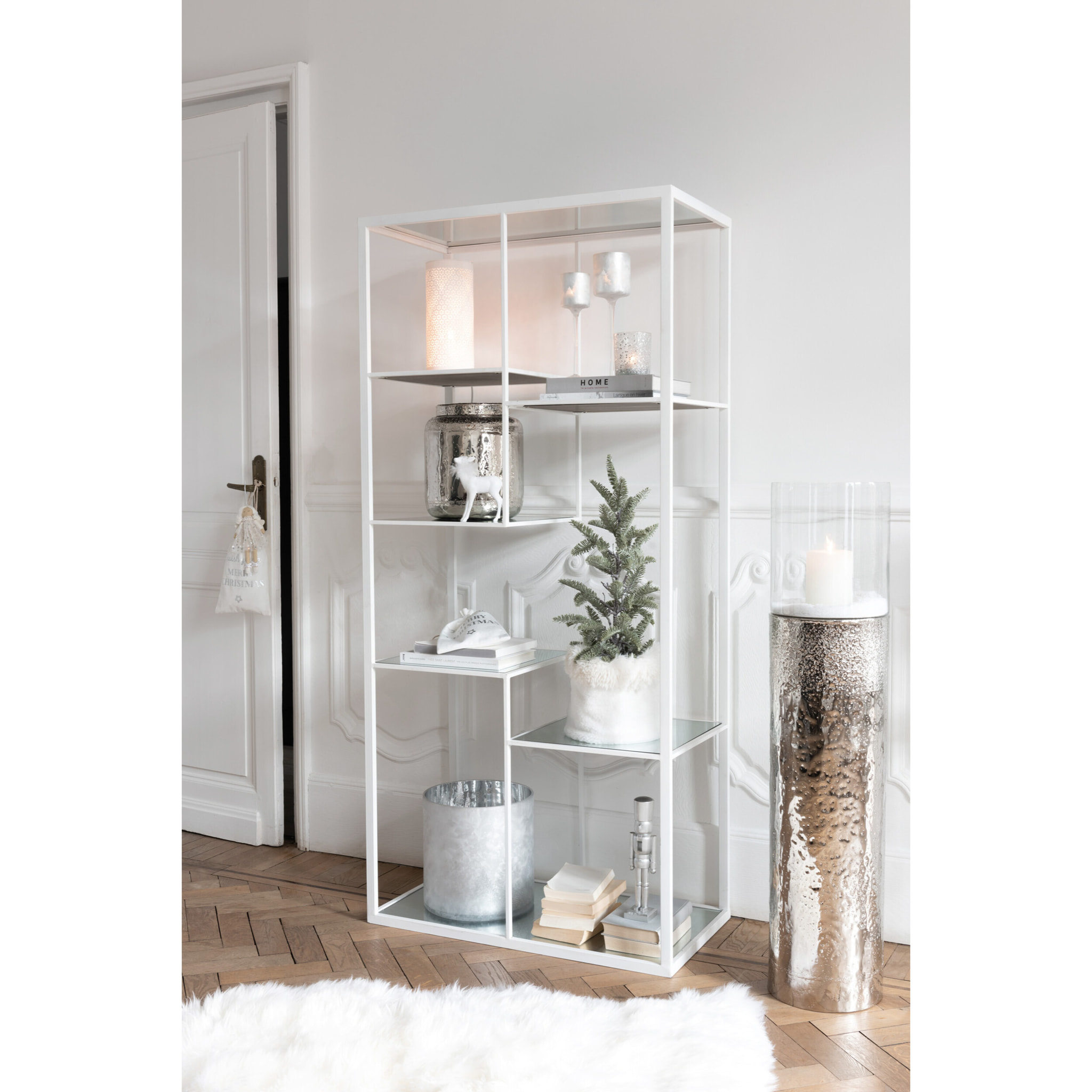 J-Line photophore Etoiles - verre - argent - 2 pcs